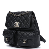 Chanel Medium Cargo Duma Backpack Black Shiny Grained Calfskin Light Gold Hardware