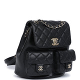 Chanel Medium Cargo Duma Backpack Black Shiny Grained Calfskin Light Gold Hardware