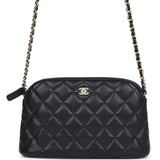 Chanel Mini Clutch with Chain Crossbody Bag Black Caviar Light Gold Hardware