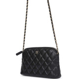 Chanel Mini Clutch with Chain Crossbody Bag Black Caviar Light Gold Hardware