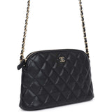 Chanel Mini Clutch with Chain Crossbody Bag Black Caviar Light Gold Hardware