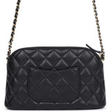 Chanel Mini Clutch with Chain Crossbody Bag Black Caviar Light Gold Hardware