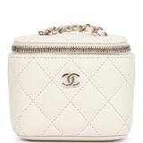 Chanel Mini Square Vanity Case Crossbody Bag Ivory Caviar Light Gold Hardware