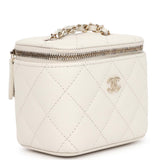 Chanel Mini Top Handle Crossbody Vanity Case White Caviar Gold Hardware