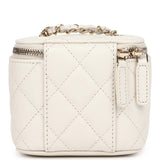 Chanel Mini Top Handle Crossbody Vanity Case White Caviar Gold Hardware