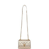 Chanel Mini Pearl Top Handle Flap Bag Metallic Gold Lambskin Brushed Gold Hardware