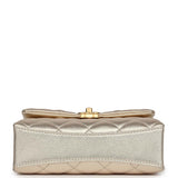 Chanel Mini Pearl Top Handle Flap Bag Metallic Gold Lambskin Brushed Gold Hardware