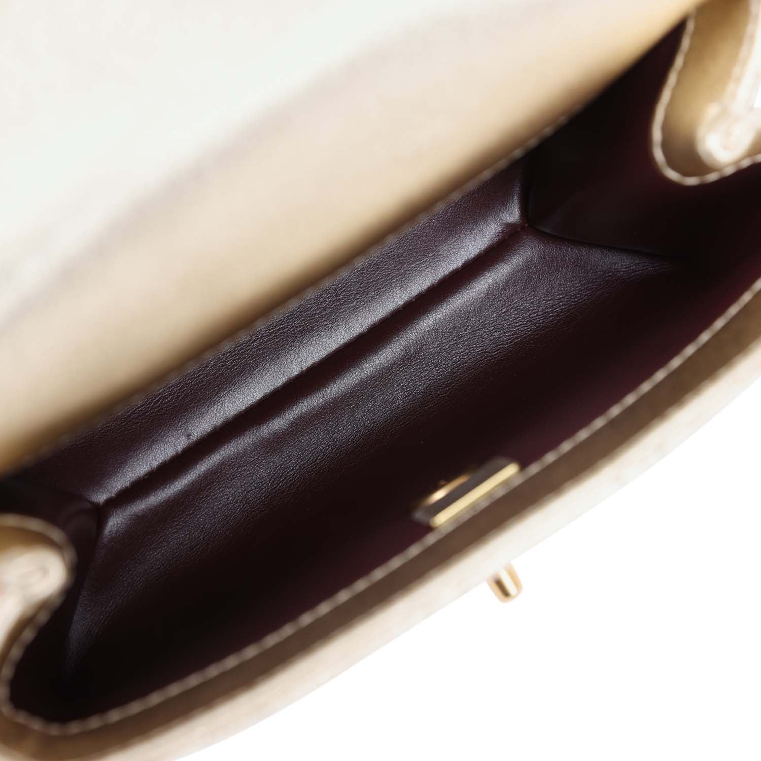 Chanel Mini Pearl Top Handle Flap Bag Metallic Gold Lambskin Brushed G