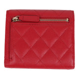 Chanel Small Classic Quilted Flap Wallet Red Caviar Light Gold Hardware