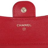 Chanel Small Classic Quilted Flap Wallet Red Caviar Light Gold Hardware