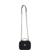 Chanel Mini Pick Me Up Top Handle Vanity Case Black Caviar Brushed Gold Hardware