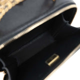 Chanel Mini Pick Me Up Top Handle Vanity Case Black Caviar Brushed Gold Hardware