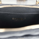 Chanel Mini Pick Me Up Top Handle Vanity Case Black Caviar Brushed Gold Hardware