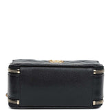 Chanel Mini Pick Me Up Top Handle Vanity Case Black Caviar Brushed Gold Hardware