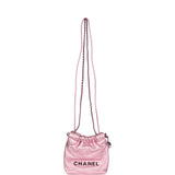 Chanel Mini 22 Bag Pink Metallic Lambskin Lacquered Metal Hardware