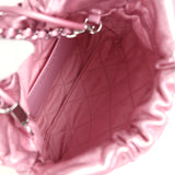 Chanel Mini 22 Bag Pink Metallic Lambskin Lacquered Metal Hardware