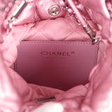 Chanel Mini 22 Bag Pink Metallic Lambskin Lacquered Metal Hardware