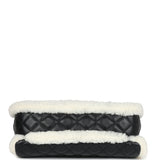 Chanel Medium Muff Shearling Flap Bag Black and White Lambskin and Shearling Brushed Gold Hardware