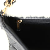 Chanel Medium Muff Shearling Flap Bag Black and White Lambskin and Shearling Brushed Gold Hardware