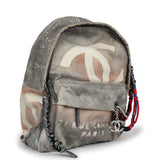 Pre-owned Chanel Graffiti Backpack Grey Multicolored Canvas Silver Hardware