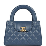 Chanel Small Kelly Shopper Blue Shiny Aged Calfskin Brushed Gold Hardware