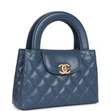 Chanel Small Kelly Shopper Blue Shiny Aged Calfskin Brushed Gold Hardware