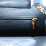 Chanel Small Kelly Shopper Blue Shiny Aged Calfskin Brushed Gold Hardware