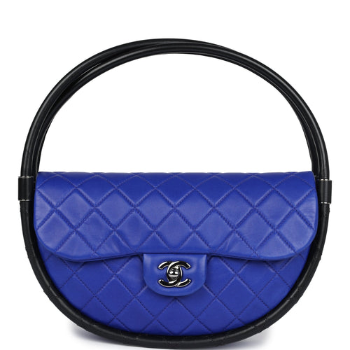 RESERVED R.E. Chanel Small Hula Hoop Bag Dark Blue and Black Lambskin Ruthenium Hardware