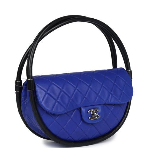 RESERVED R.E. Chanel Small Hula Hoop Bag Dark Blue and Black Lambskin Ruthenium Hardware