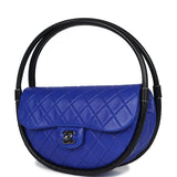 Chanel Small Hula Hoop Bag Dark Blue and Black Lambskin Ruthenium Hardware