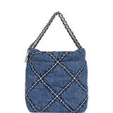 Chanel Mini 22 Bag Blue Stitched Denim Silver Hardware - Thumbnail View 4