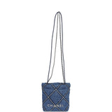 Chanel Mini 22 Bag Blue Stitched Denim Silver Hardware - Thumbnail View 7