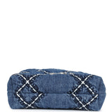 Chanel Mini 22 Bag Blue Stitched Denim Silver Hardware - Thumbnail View 6