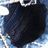 Chanel Mini 22 Bag Blue Stitched Denim Silver Hardware - Thumbnail View 9
