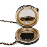 Chanel Poker Chip Minaudiere Clutch with Chain Black and White Enamel and Lambskin Gold Hardware