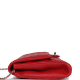 Chanel Clutch with Chain Bag Red Caviar Silver Hardware