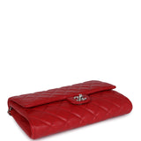 Chanel Clutch with Chain Bag Red Caviar Silver Hardware