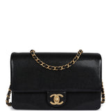 Chanel Small Flap Bag Black Shiny Caviar Brushed Gold Hardware