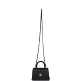 Chanel Nano Coco Top Handle Flap Bag Black Caviar Light Gold Hardware