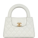 Chanel Small Kelly Shopper White Shiny Aged Calfskin Brushed Gold Hardware