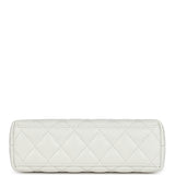 Chanel Small Kelly Shopper White Shiny Aged Calfskin Brushed Gold Hardware