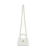 Chanel Small Kelly Shopper White Shiny Aged Calfskin Brushed Gold Hardware