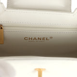 Chanel Small Kelly Shopper White Shiny Aged Calfskin Brushed Gold Hardware