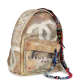 Pre-owned Chanel Graffiti Backpack Beige Multicolored Canvas Silver Hardware