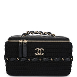 Chanel Small Vanity Case Black Crochet and Lambskin Light Gold Hardware