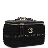 Chanel Small Vanity Case Black Crochet and Lambskin Light Gold Hardware