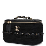 Chanel Small Vanity Case Black Crochet and Lambskin Light Gold Hardware