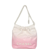 Chanel Mini 22 Bag Pink and White Ombre Calfskin Lacquered Metal Hardware