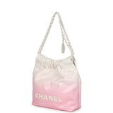 Chanel Mini 22 Bag Pink and White Ombre Calfskin Lacquered Metal Hardware