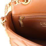 Chanel Mini Shearling Flap Bag Brown Lambskin Brushed Gold Hardware